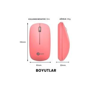 Lenovo Lecoo USB Optik Kablosuz Mouse Pembe WS214-P