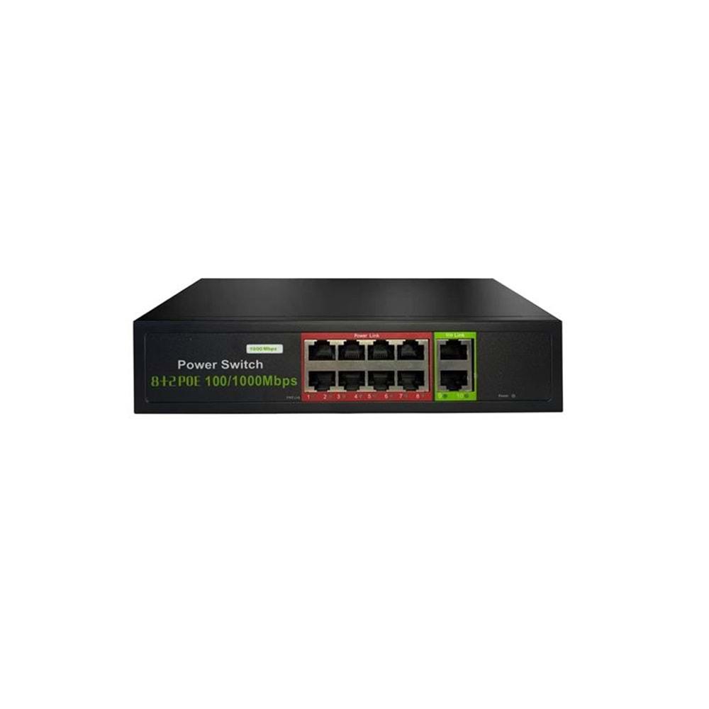 TIWOX TP-G8002-POE96W 8 Port Gigabit + 2 Port Gigabit RJ45 Uplink PoE Switch (Realtek Chipset)