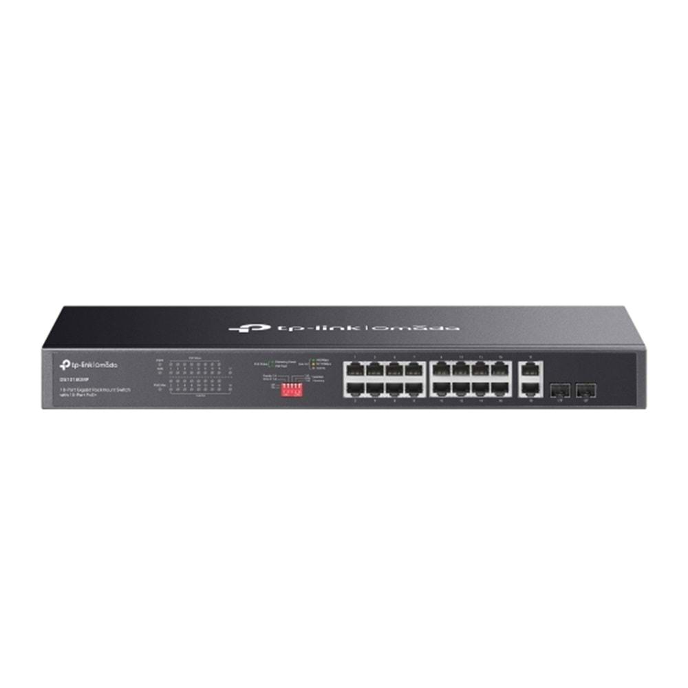 TP-Link Omada DS1018GMP 16 Port Gigabit + 2x 1GB RJ45/SFP Combo 250W 250 Metre PoE Mesafe Metal Rackmount Kasa Switch