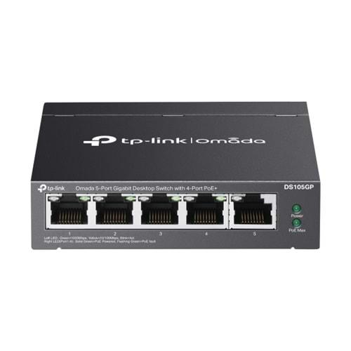 TP-Link Omada DS105GP 4 Port Gigabit + 1 Port Gigabit Uplink 65W PoE Yönetilemez Switch