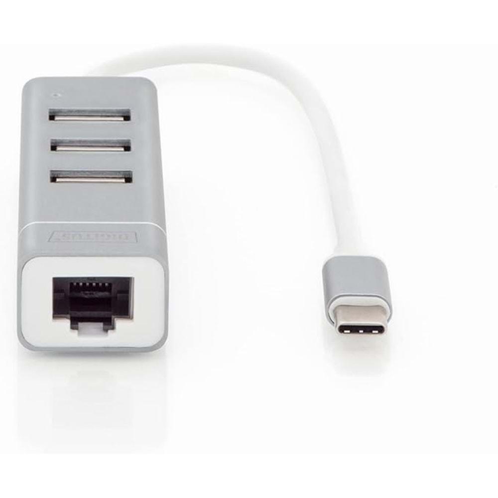 Digitus Type-C- 3xUSB 2.0 - Rj45 (10/100Mbps)