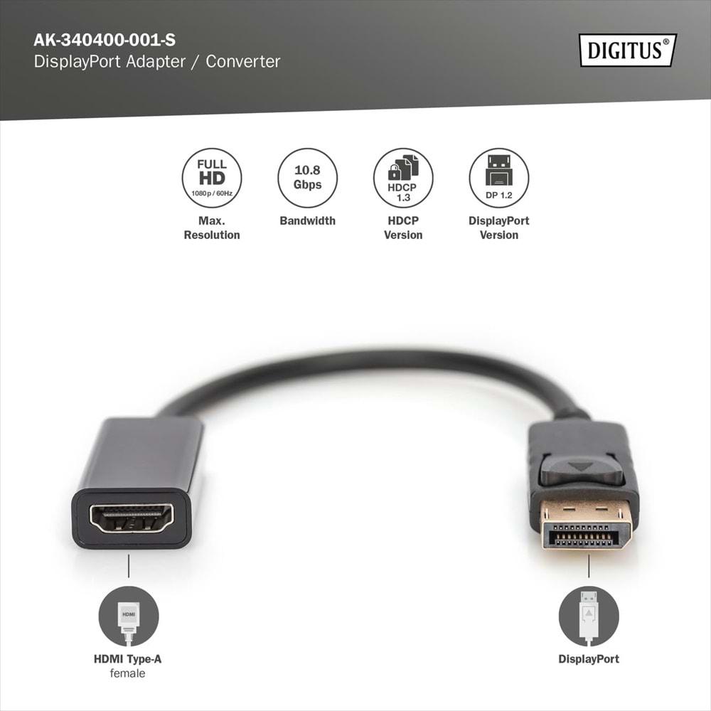 Digitus DisplayPort Kablo Siyah (15m)