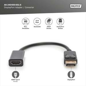 Digitus DisplayPort Kablo Siyah (15m)