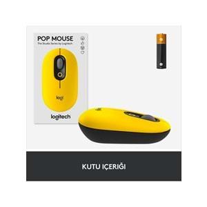 Logitech Pop Kablosuz Mouse Emojili Sarı&Siyah