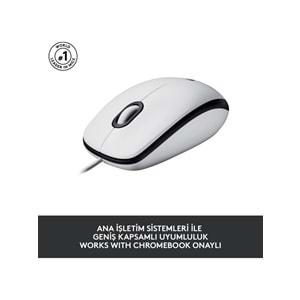 Logitech M100 Kablolu Optik Mouse Beyaz 910-006764