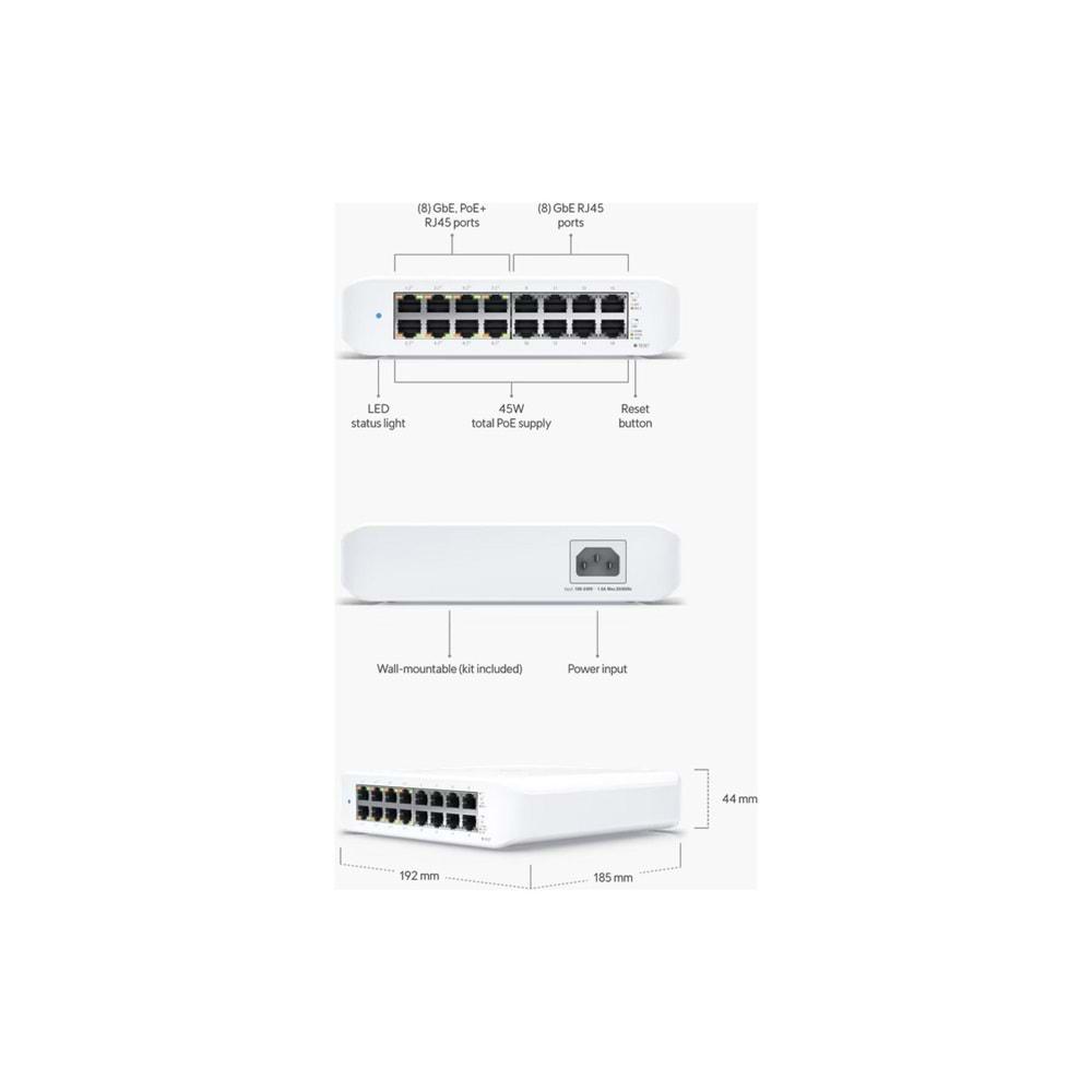 UBNT UniFi 16Port 8 Port PoE Gigabit Lite Switch