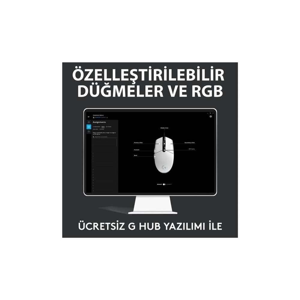 Logitech G G102 Lightsync Gaming Mouse Beyaz