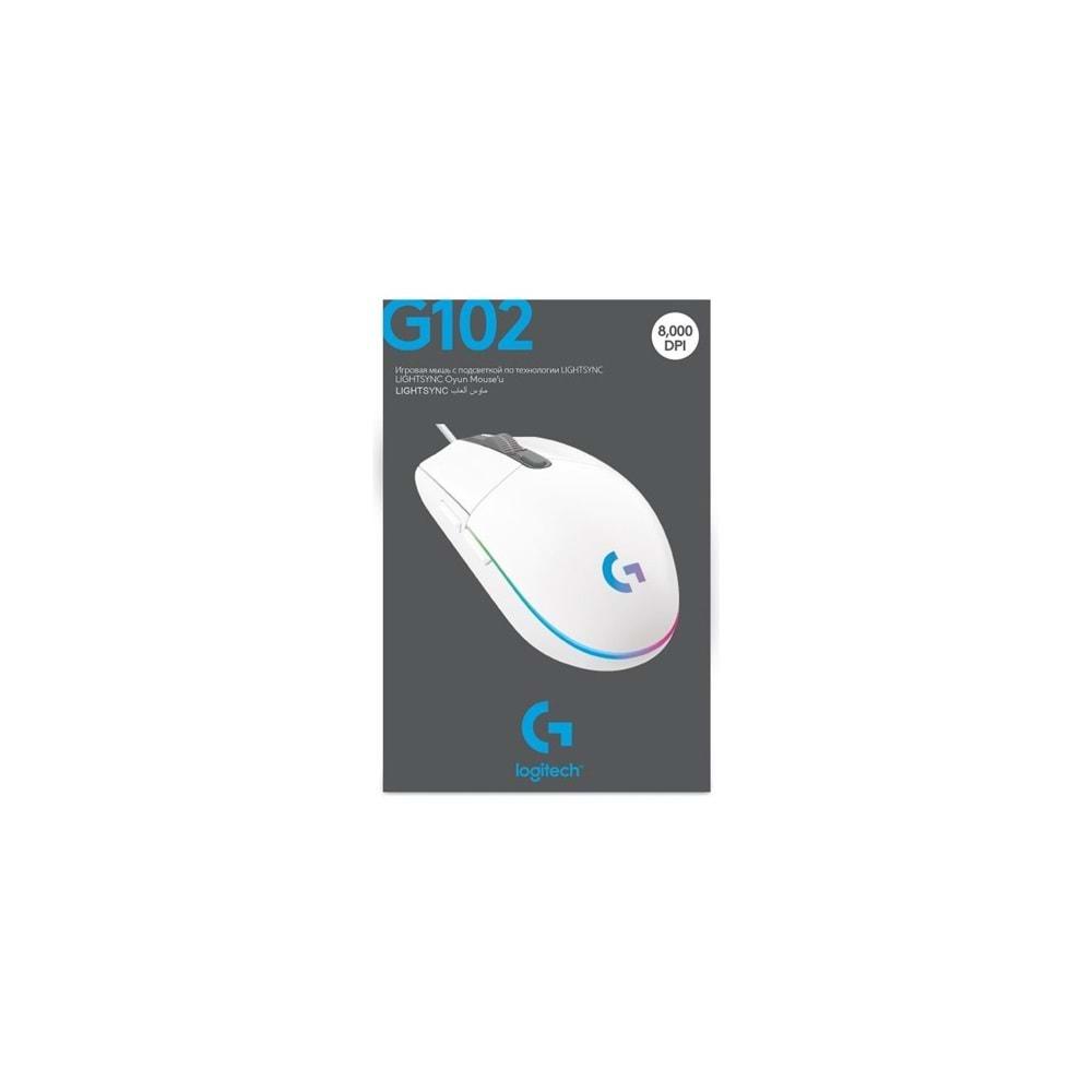 Logitech G G102 Lightsync Gaming Mouse Beyaz