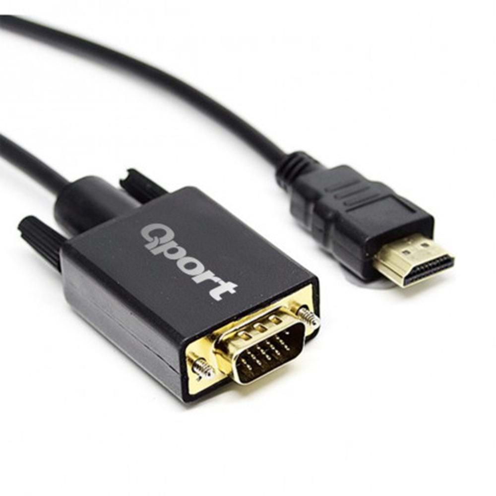 Qport Q-HVG18 HDMI TO VGA Çevirici Kablo 1.8 MT