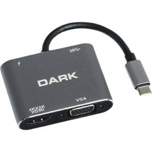 DARK DK-AC-U31XHDV 4K UHD HDMI TO VGA USB 3.1 TYPE-C Dönüştürücü