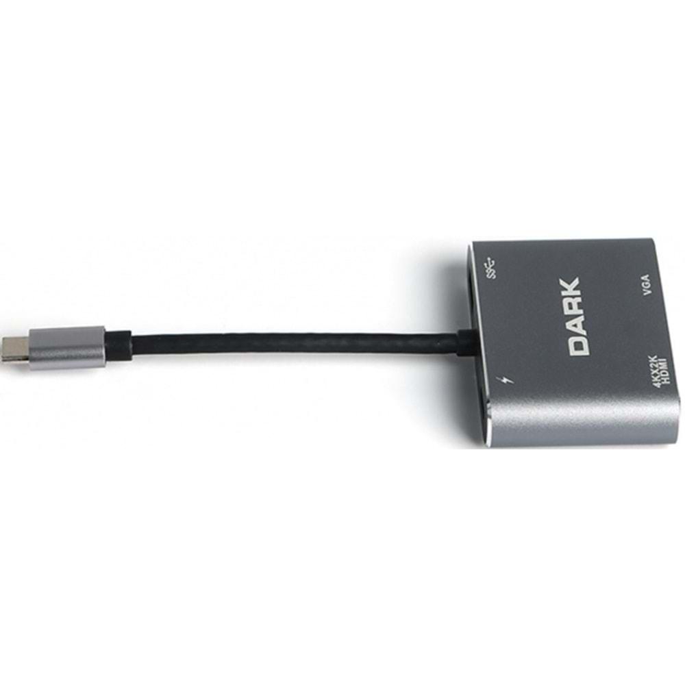 DARK DK-AC-U31XHDV 4K UHD HDMI TO VGA USB 3.1 TYPE-C Dönüştürücü