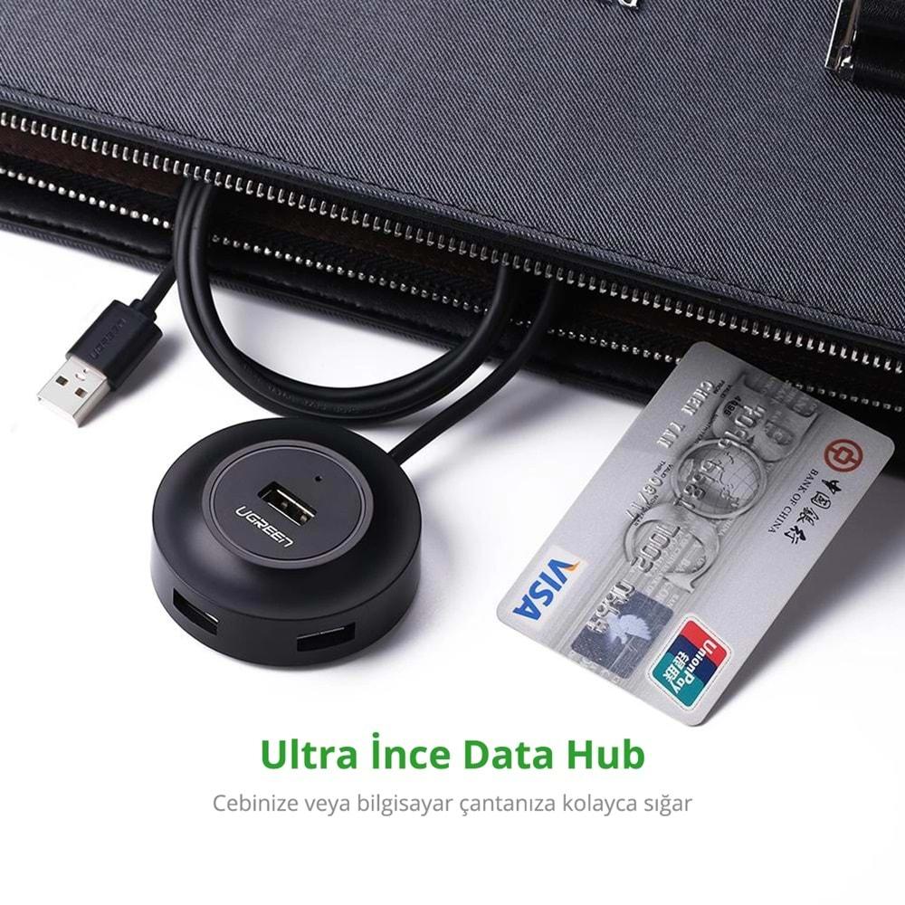 UGreen USB 2.0 HUB 4 Port 1MT Siyah