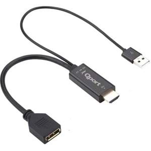 QPort Q-DPX HDMI(M) TO DisplayPort(F) Çevirici