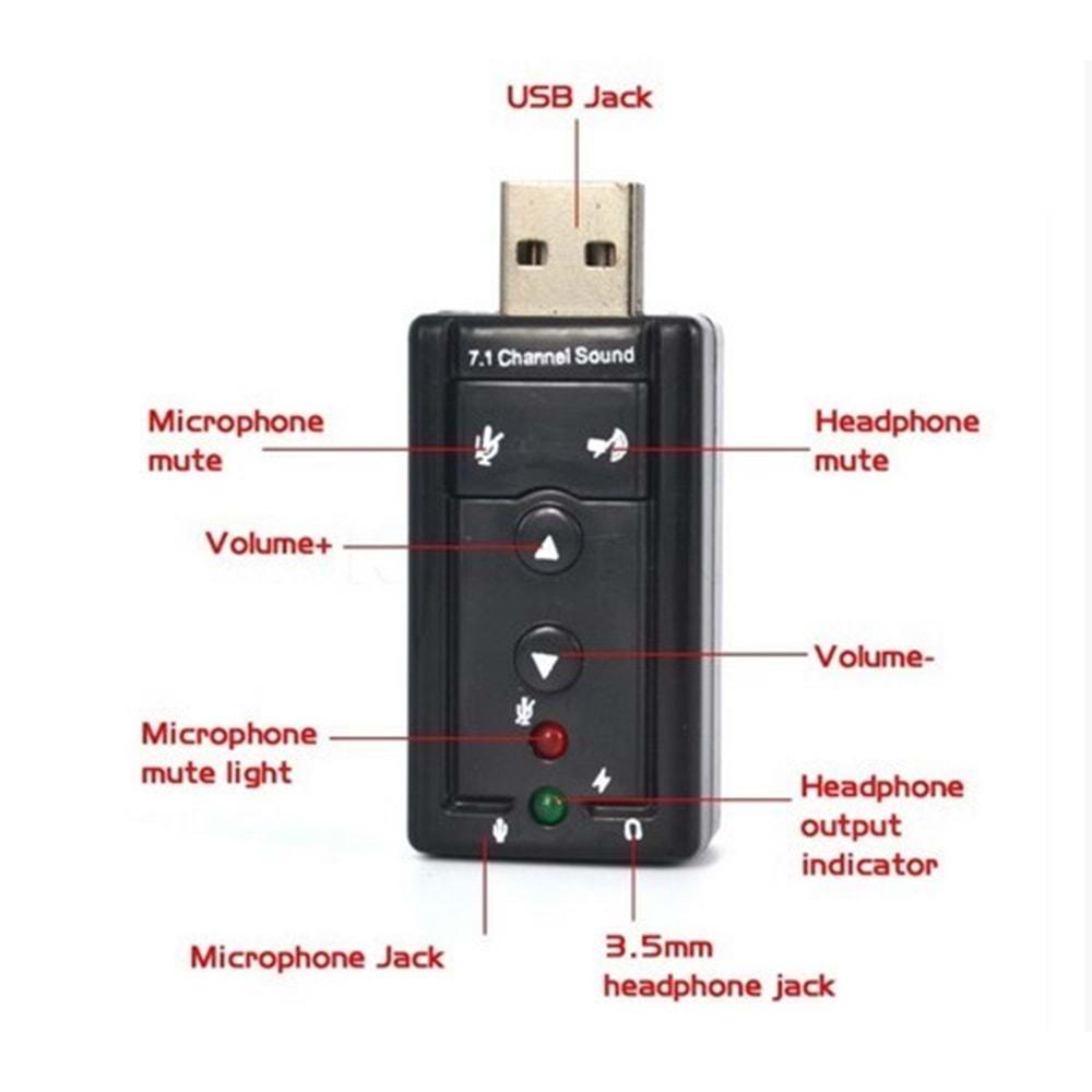 Dark Usb2.0 7.1 Stereo Ses Efektli Ses Kartı (Windows Ve Mac Destekli)(DK-AC-USC71)