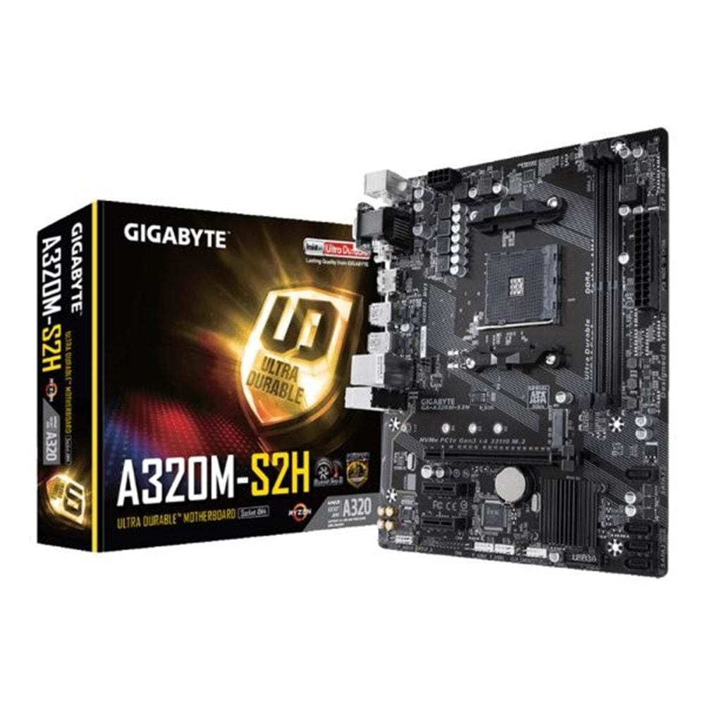 Gigabyte AMD A320 Socket AM4 Ryzen DDR4 M.2 HDMI DVI VGA Anakart A320M-S2H