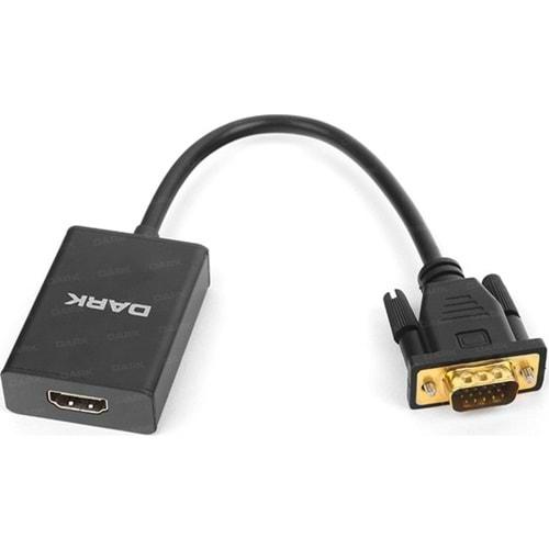 Dark Analog VGA ve SES - Dijital HDMI Aktif Dönüştürücüsü - Siyah (DK-HD-AVGAXHDMI2)