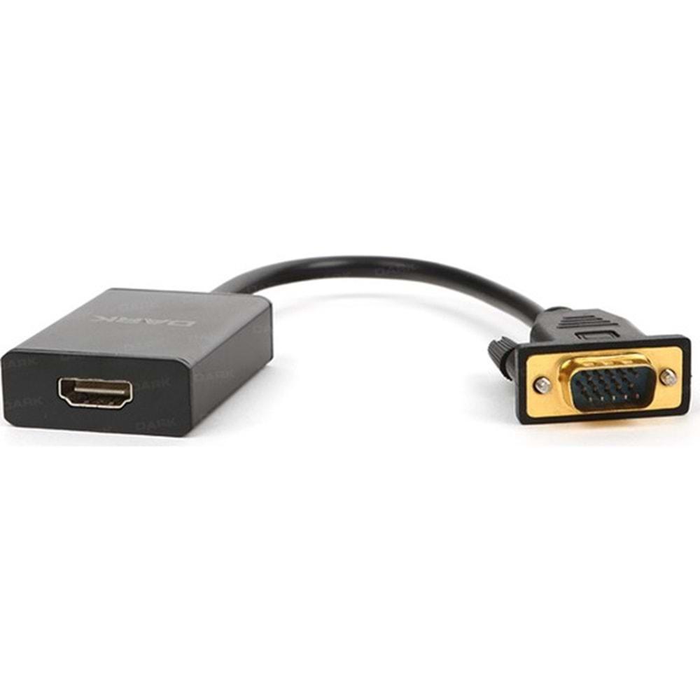 Dark Analog VGA ve SES - Dijital HDMI Aktif Dönüştürücüsü - Siyah (DK-HD-AVGAXHDMI2)