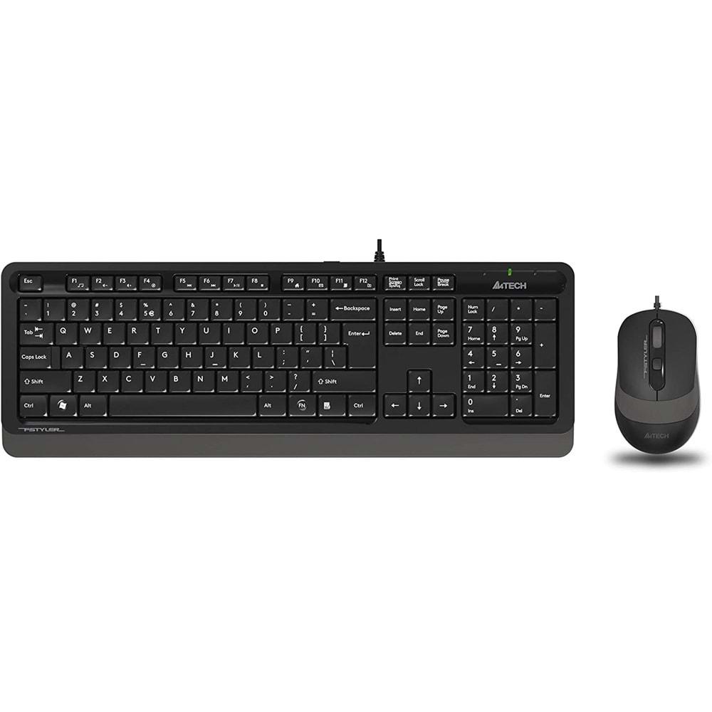 A4 Tech F1010 FN-Multimedya Q Klavye + Optik Mouse 1600D Gri USB