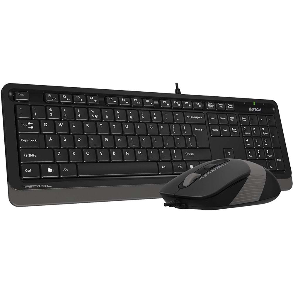 A4 Tech F1010 FN-Multimedya Q Klavye + Optik Mouse 1600D Gri USB