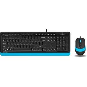 A4 Tech F1010 FN-Multimedya Q Klavye + Optik Mouse 1600D Mavi USB