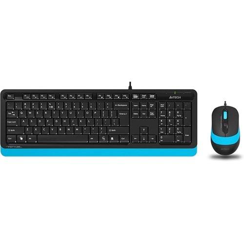 A4 Tech F1010 FN-Multimedya Q Klavye + Optik Mouse 1600D Mavi USB