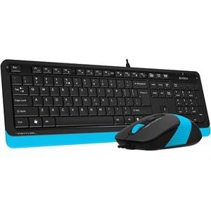 A4 Tech F1010 FN-Multimedya Q Klavye + Optik Mouse 1600D Mavi USB