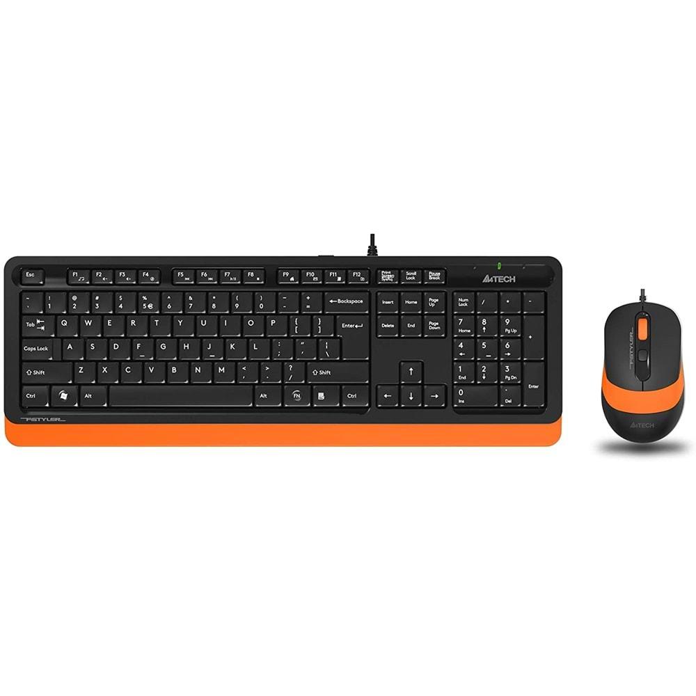 A4 Tech F1010 FN-Multimedya Q Klavye + Optik Mouse 1600D Turuncu USB