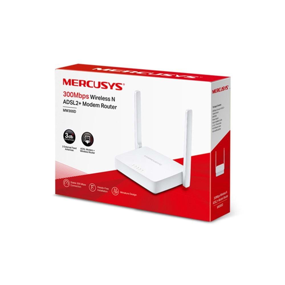 Mercusys MW300D 300 Mbps Kablosuz N ADSL2 + Modem Router