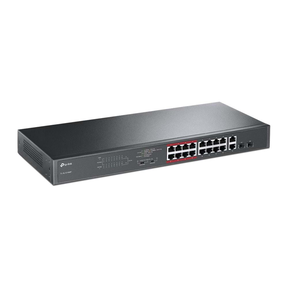 TP-Link TL-SL1218MP 16-Port 10/100Mbps + 2-Port Gigabit PoE Switch