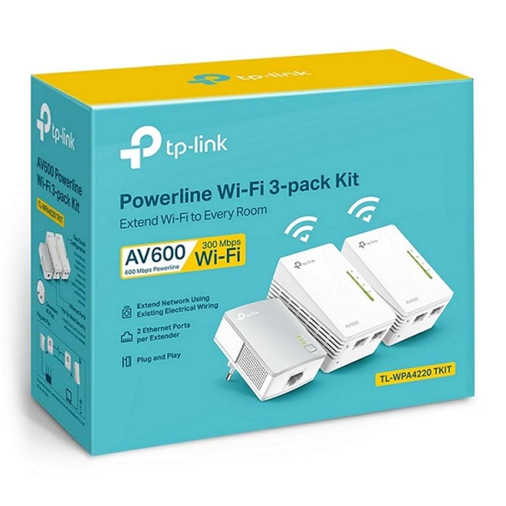 TP-Link TL-WPA4220T KIT AV600 300 Mbps 3'lü Ağ Kiti Kablosuz Menzil Genişletici