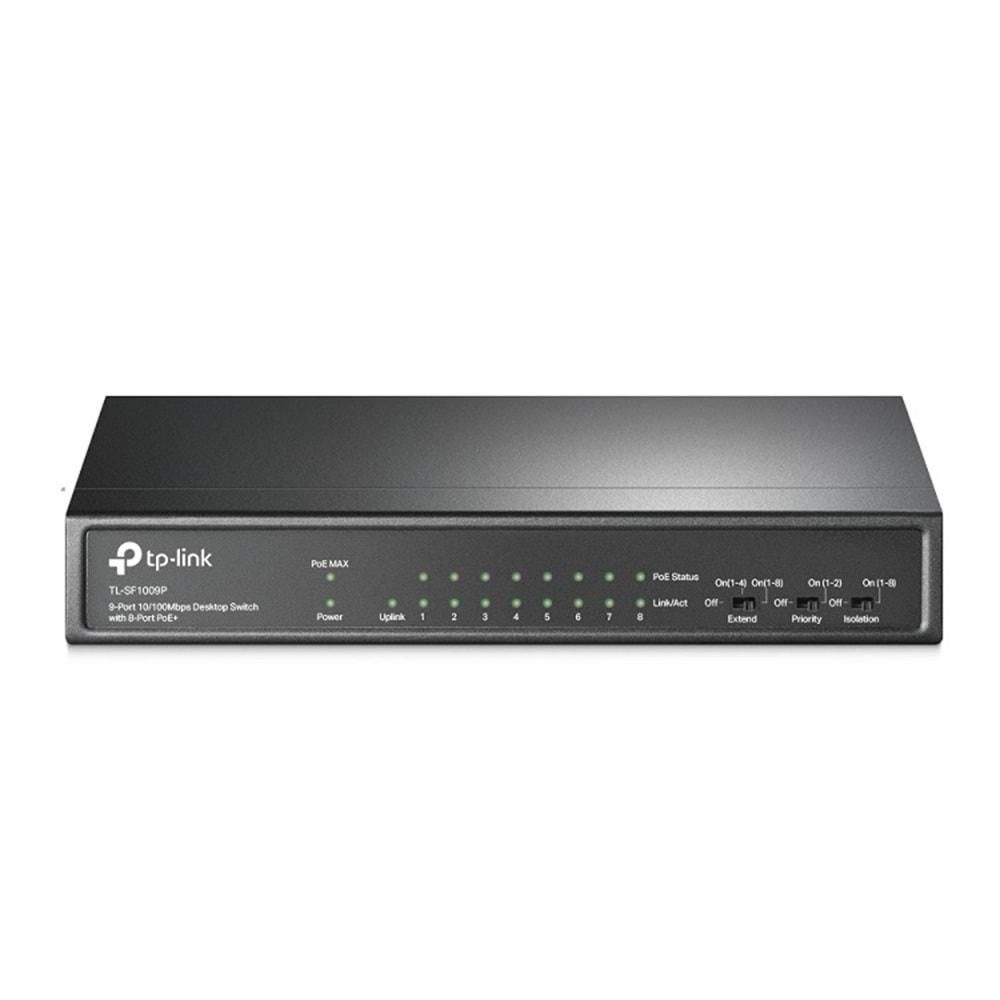 TP-Link TL-SF1009P 9-Port 10/100Mbps 8-Port PoE+ 65W Masaüstü Switch