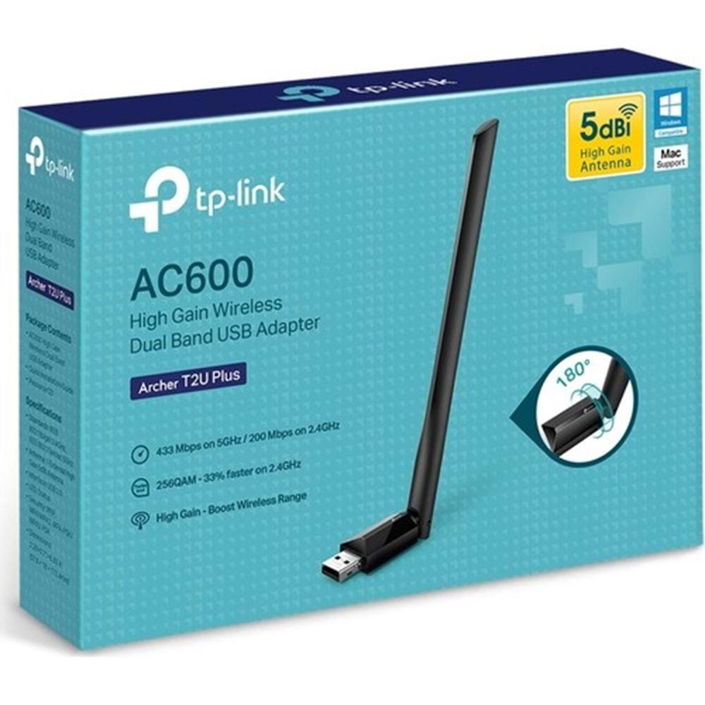 TP-Link Archer T2U Plus AC 600 Mbps Antenli Wireless USB Adaptör