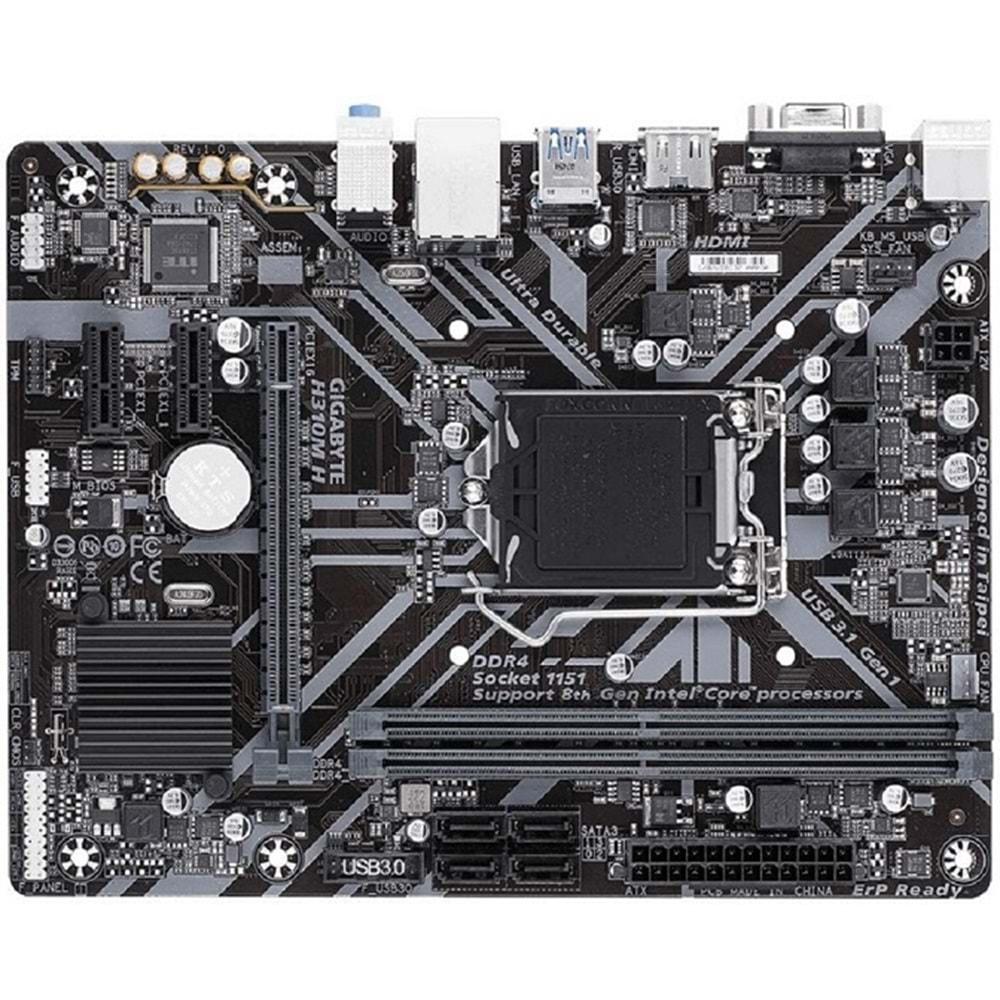 Gigabyte H310 Soket LGA1151 DDR4 2666 MHz DVI-D VGA V.1 Anakart H310M-H