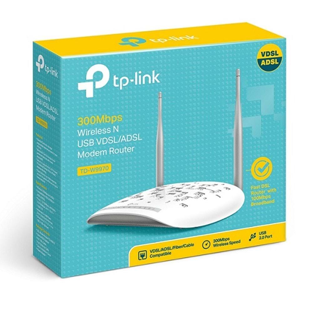 TP-Link TD-W9970 300Mbps 4Port Eth. VDSL2/ADSL2 Kablosuz Modem