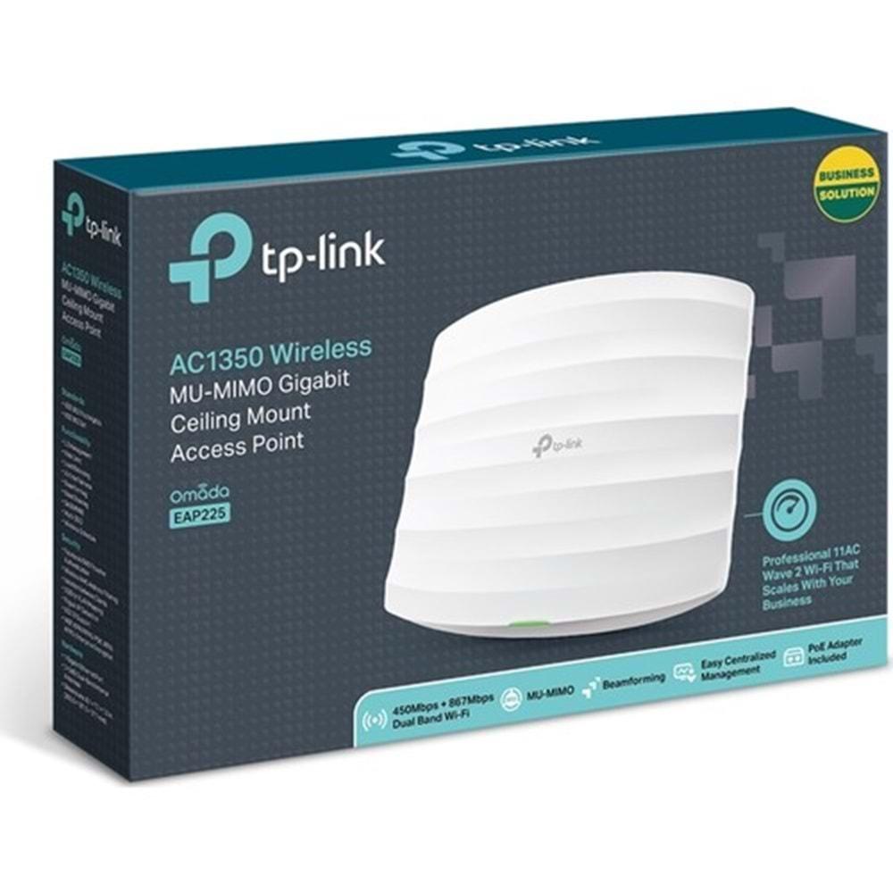 TP-Link EAP225 AC1350 Mbps Kablosuz MU-MIMO Gigabit Tavan Tipi Access Point