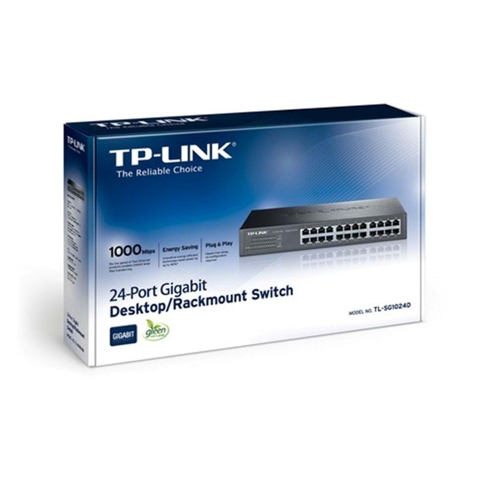 TP-Link TL-SG1024D 24 Port Gigabit Rackmount Metal Kasa