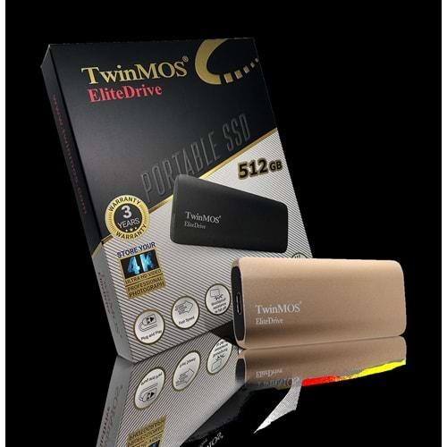 Twinmos 512GB Taşınabilir External SSD USB 3.2 Type-C Gold PSSDFGBMED32-G