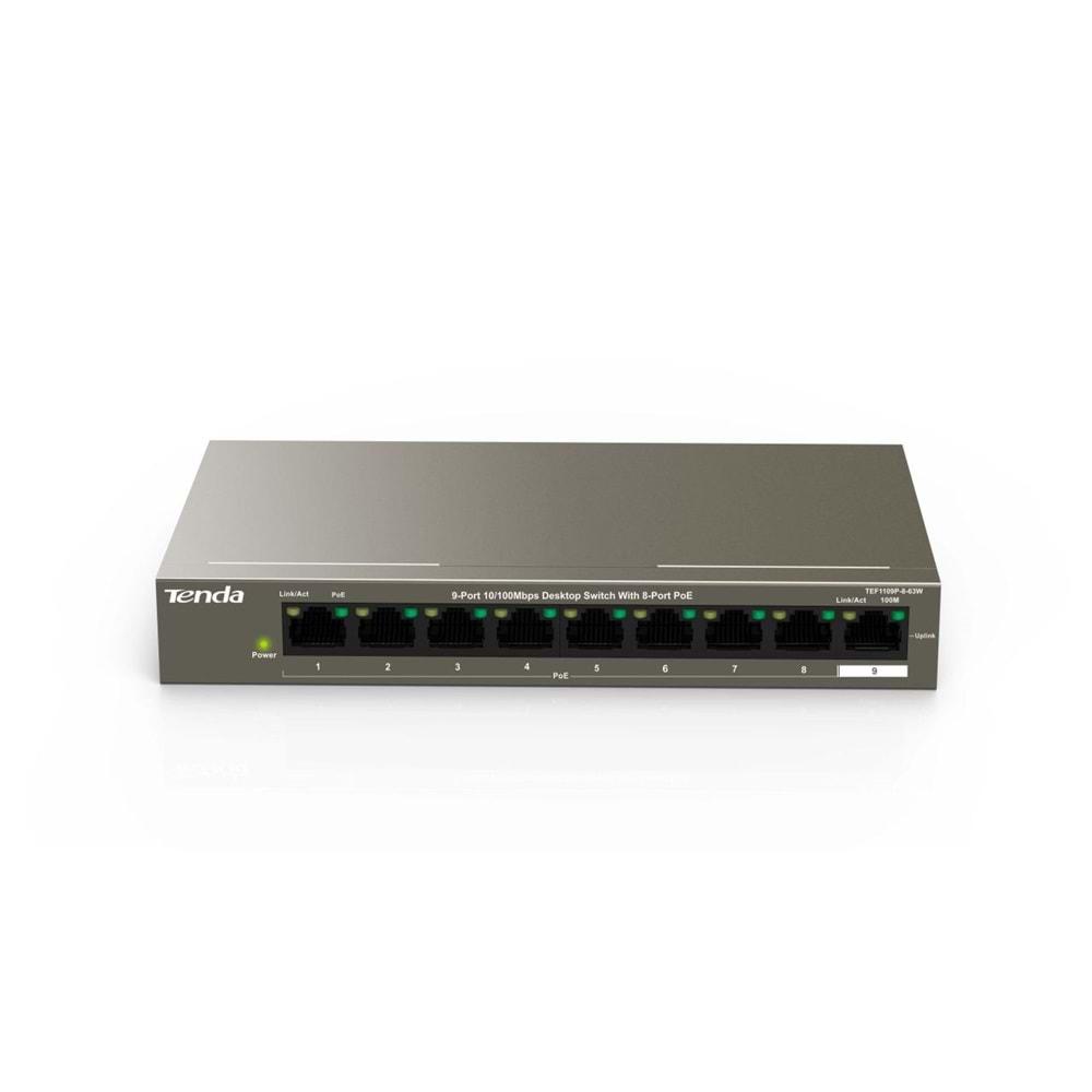 Tenda 8 Port 10/100 PoE 9 Port Switch TEF1109P-8-63W