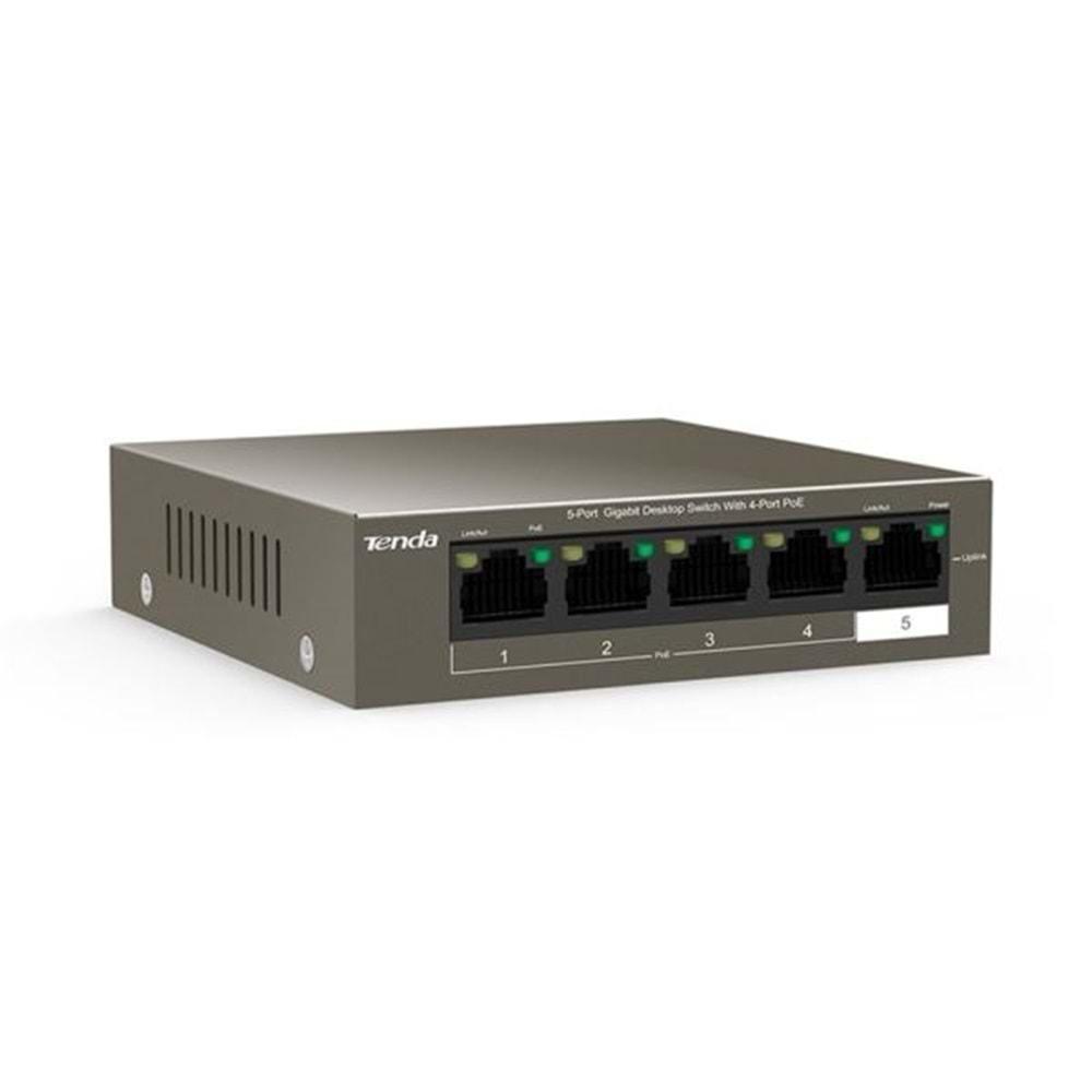 Tenda 5 Port Gigabit Masaüstü Switch 4 Port PoE TEG1105P-4-63W